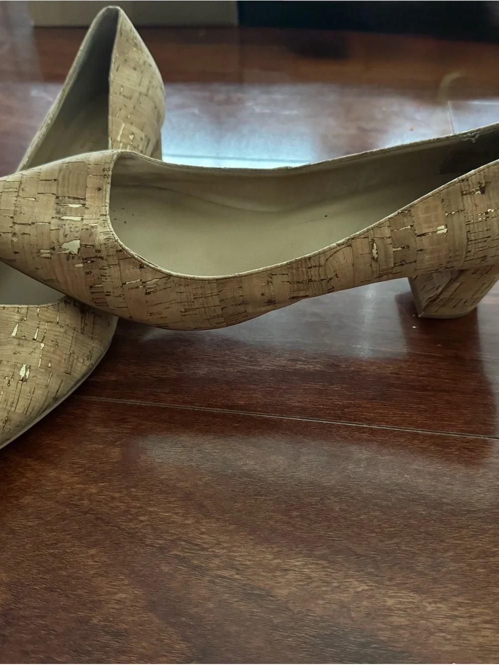 kate spade Cork Block Heel Pumps in Natural Beige